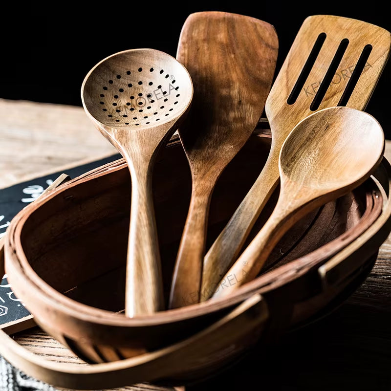 Wooden Spoons for Cooking - 9 Pcs 