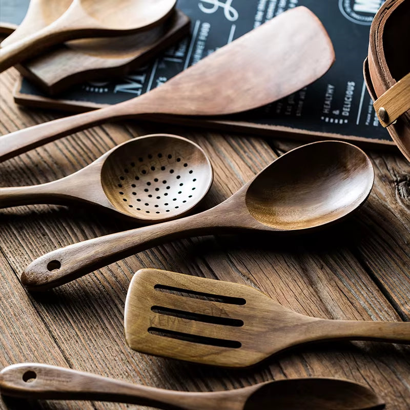 Wooden Spoons for Cooking - 9 Pcs 