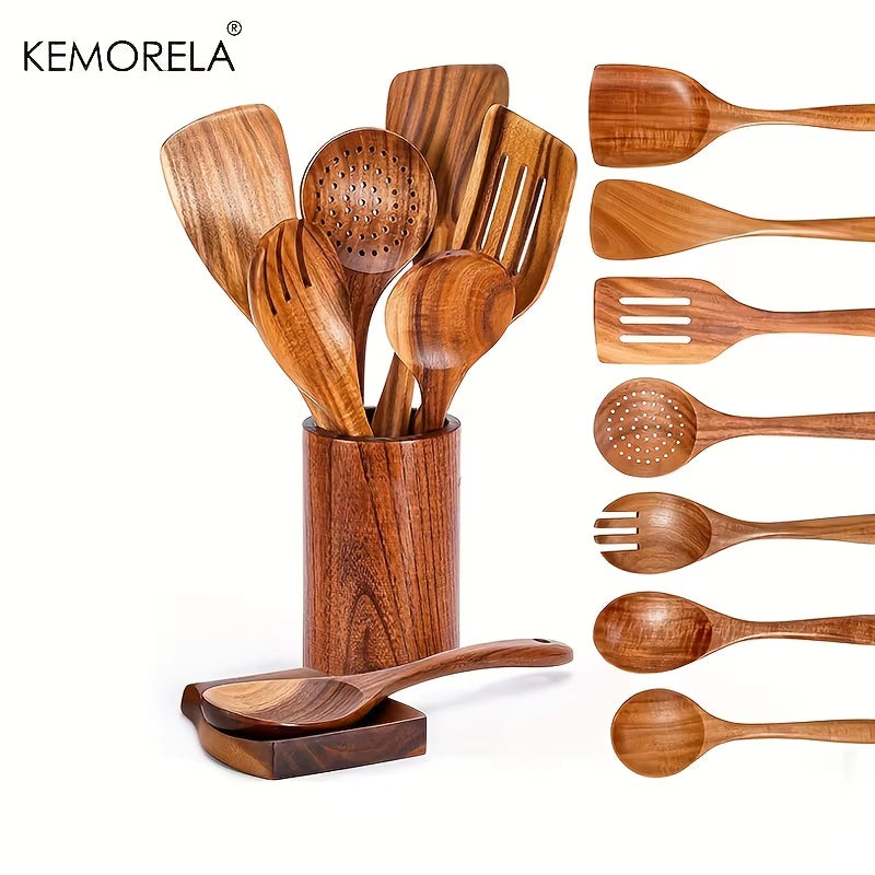 Wooden Spoons for Cooking - 9 Pcs 