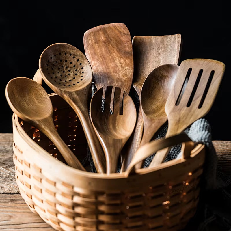 Wooden Spoons for Cooking - 9 Pcs 