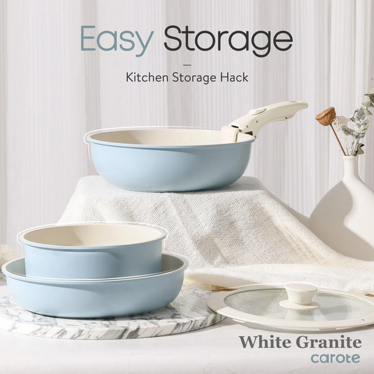 11Pcs Non Stick Cookware Sets Detachable Handle