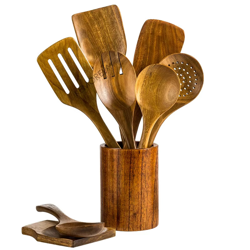 Wooden Spoons for Cooking - 9 Pcs 